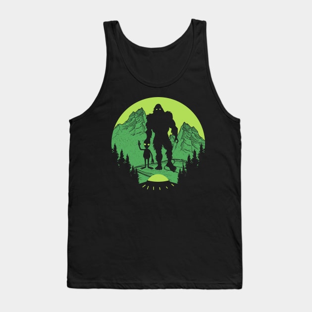 Bigfoot Alien Ufo Tank Top by Tesszero